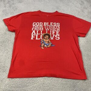 Hustle Gang Shirt Mens 3XL Red Graphic God Bless These Streets Streetwear Tee